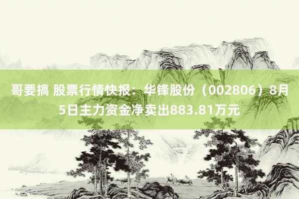 哥要搞 股票行情快报：华锋股份（002806）8月5日主力资金净卖出883.81万元
