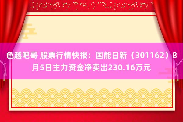 色越吧哥 股票行情快报：国能日新（301162）8月5日主力资金净卖出230.16万元