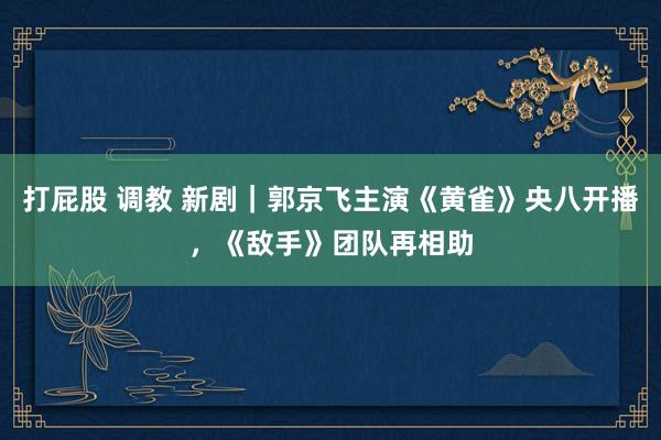 打屁股 调教 新剧｜郭京飞主演《黄雀》央八开播，《敌手》团队再相助
