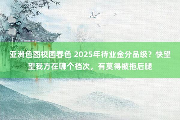 亚洲色图校园春色 2025年待业金分品级？快望望我方在哪个档次，有莫得被拖后腿