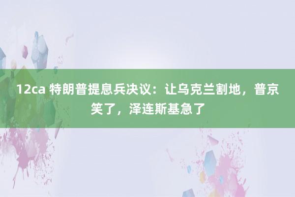 12ca 特朗普提息兵决议：让乌克兰割地，普京笑了，泽连斯基急了