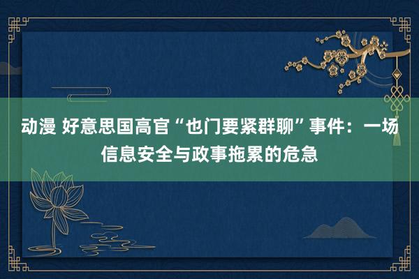 动漫 好意思国高官“也门要紧群聊”事件：一场信息安全与政事拖累的危急