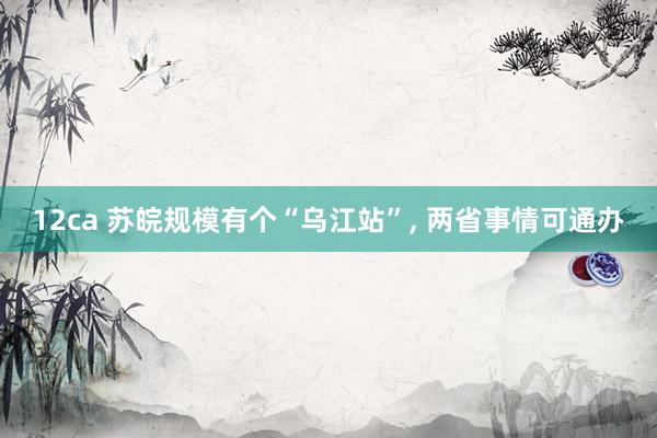 12ca 苏皖规模有个“乌江站”, 两省事情可通办