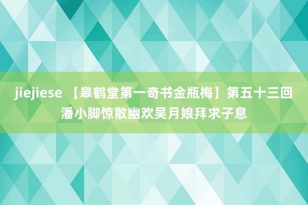 jiejiese 【皋鹤堂第一奇书金瓶梅】第五十三回　　　　潘小脚惊散幽欢　　吴月娘拜求子息