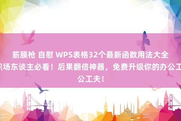 筋膜枪 自慰 WPS表格32个最新函数用法大全，职场东谈主必看！后果翻倍神器，免费升级你的办公工夫！