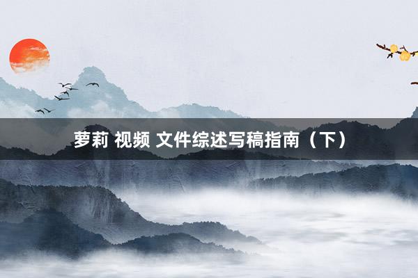 萝莉 视频 文件综述写稿指南（下）